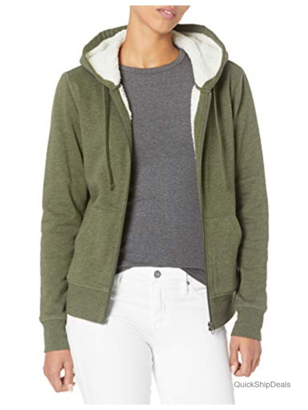 Women's Sherpa-Lined Fleece Full-Zip Hooded Jacket Regular Fit